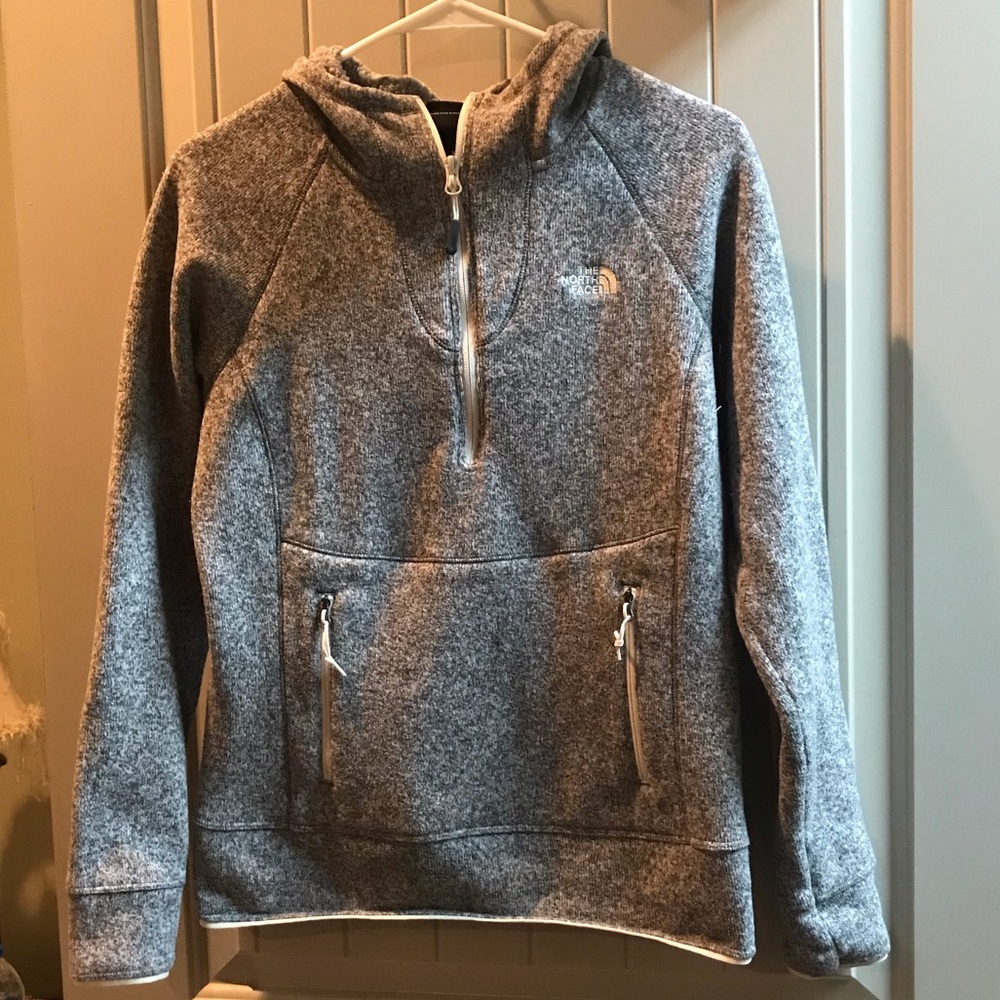 The North Face hooded 3/4 zip pullover.